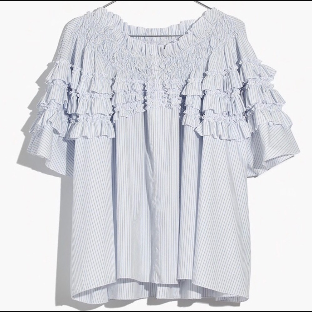 Madewell x Karen Walker Striped Ruffle Blouse size XL